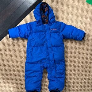 Columbia Infant Blue Snowsuit with fleece lining and coverage for hands and feet